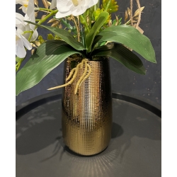 Kompozycja PREMIUM STORCZYKI BIAŁE 4x pędy w złotym wazonie LUX